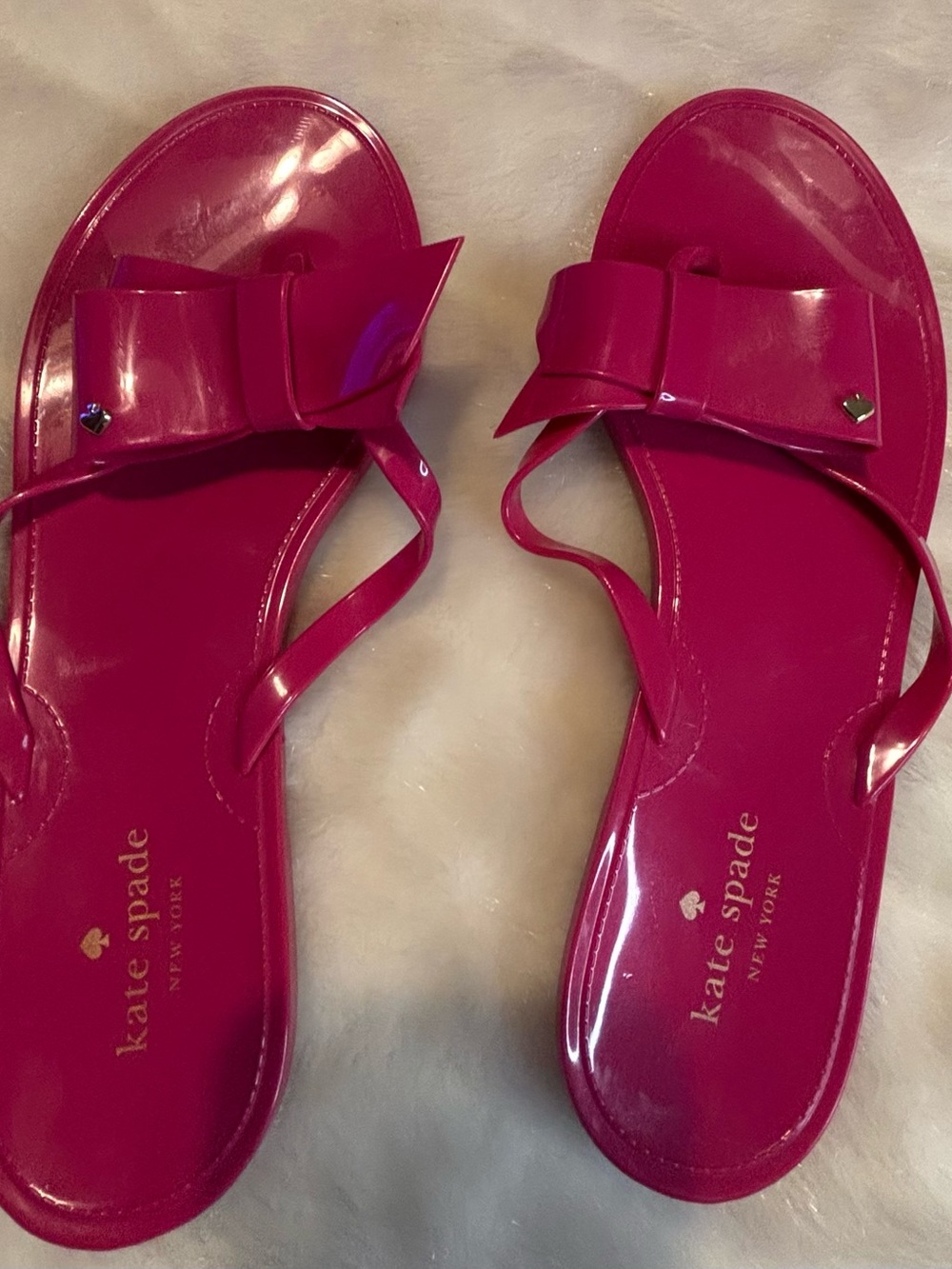 kate spade Women's Pink Bow Jelly Sandals-Size 7/8